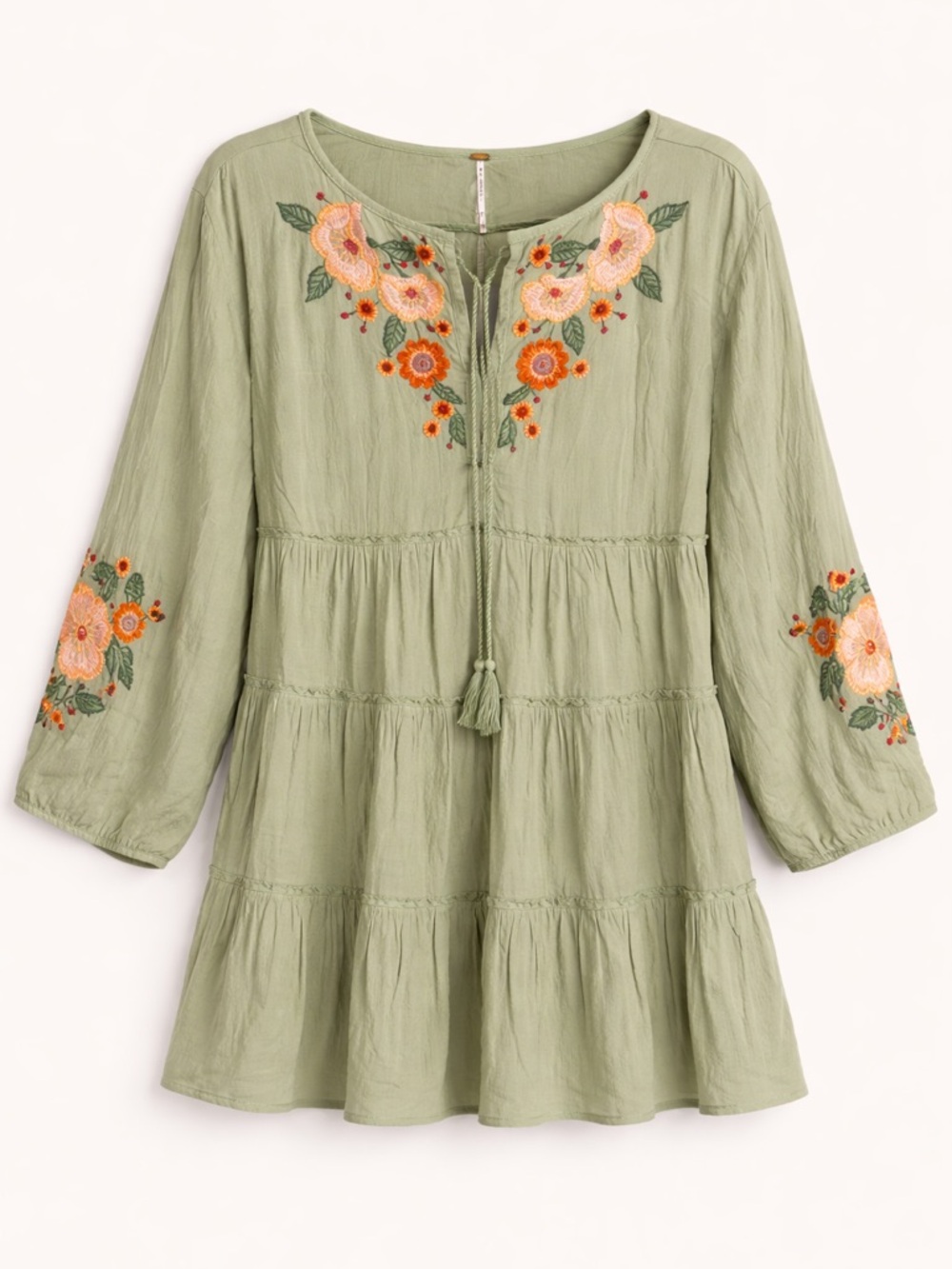 Free People Spell On You Earth Sage Boho Embroidered NWT $148